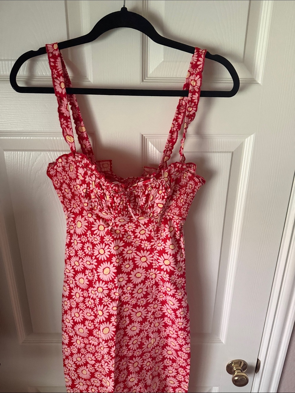 Free People Red Daisy Print Midi Dress